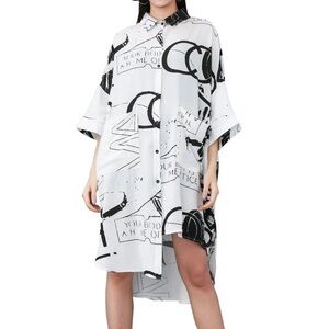 Ella Zhu Women's 1/2 Sleeve Long Shirt with Irregular Hem  ( GY1828 ) Size OS